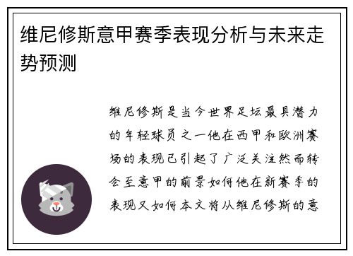 维尼修斯意甲赛季表现分析与未来走势预测